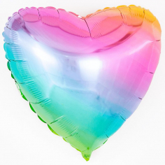 Шар Сердце, Радуга, нежный градиент / Rainbow gradient (в упаковке)