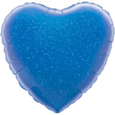 Шар Сердце, Синий, Голография / Blue Glitter Holographic (в упаковке)