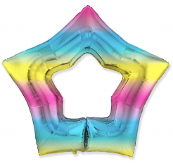 Шар Звезда-контур, Радуга нежный градиент / Rainbow gradient (в упаковке)