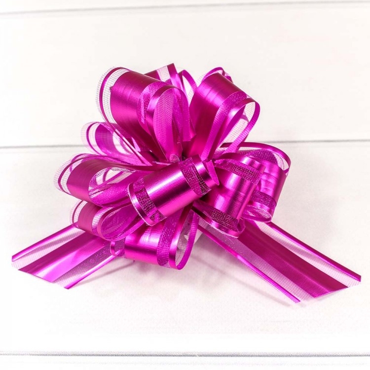 Бант-шар "Ажурный" с органзой Фуксия