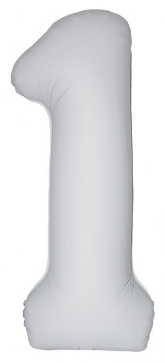 Шар Цифра "1" Slim Белый, Матовый / White (в упаковке)  