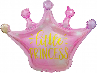 Шар Фигура Корона, Маленькая Принцесса (искорки звезд), Розовый Градиент (в упаковке)